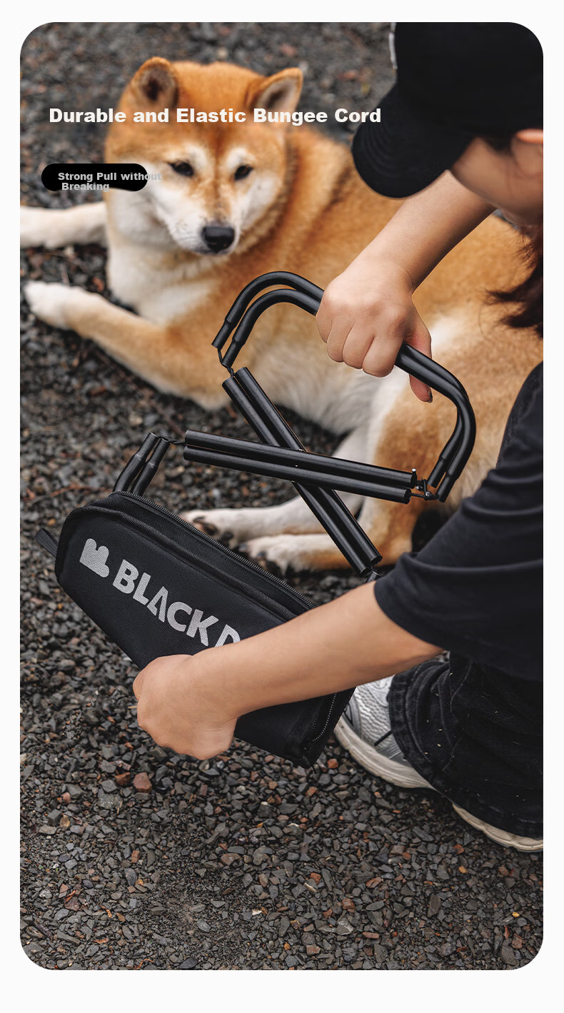 Black Dog Portable Folding Stool Camping Seat Outdoor Fishing Chair Queue Seat-Free Tool 6
