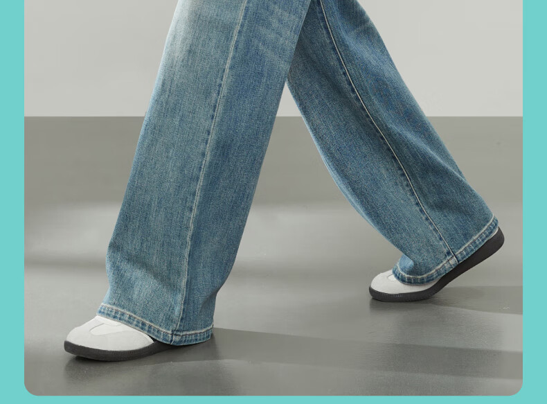 ESE-Y Straight-Leg Jeans for Women, New Spring 2025 Wide-Leg Trousers, Vintage Blue, Size 25 5