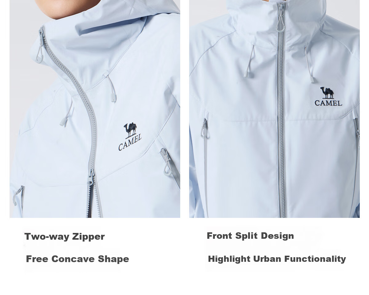 CAMEL Outdoor Jacket 2.0, Men's And Women's Mountain Hiking Wear, Windproof And Water-Resistant Travel Coat, M15BAKI063 13
