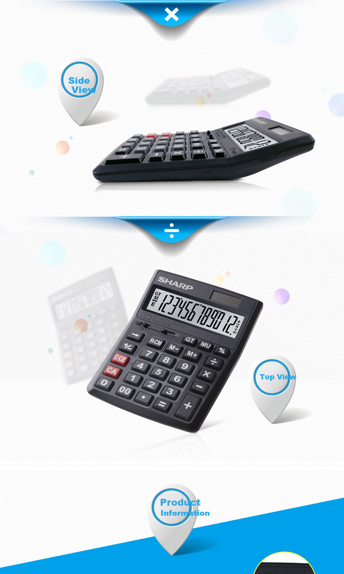 SHARP CH-M12 BK, 12-Digit Financial Office Business Calculator, Desktop Small Size Office Calculator, Suitable for Finance And Business Use 3