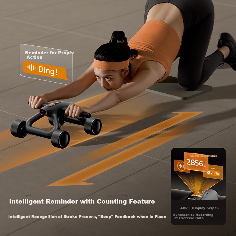 Feilipu Intelligent Ab Wheel with Automatic Rebound Elbow Support for Abdominal Muscles, Plank Support And Sit-Up Fitness Training