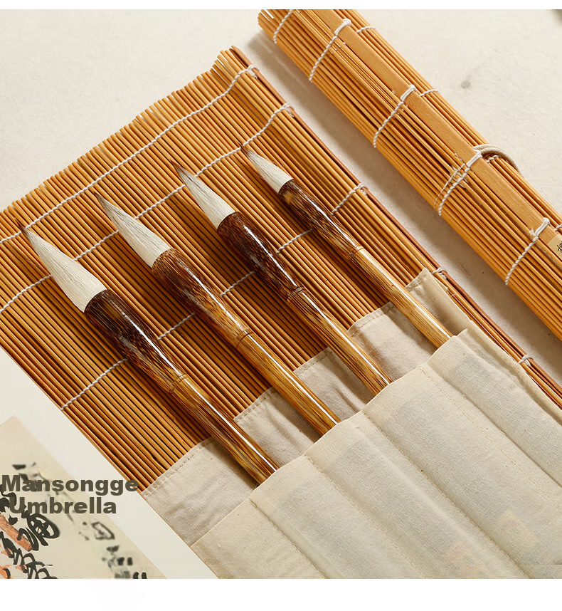 HANMO Lanting White Jade Wolf Hair Brush Pen, Medium-Sized Wolf Hair Calligraphy Brush for Students And Beginners, Four Treasures of The Study Wolf And Goat Hair Mixed Brush Pe 8