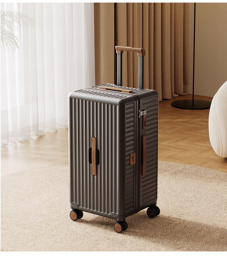 Reebok Suitcase, PC Trolley Case, Multifunctional Large Capacity Travel Luggage, Password Lock Suitcase, Leather Case, Hao Kong Bai 24 Inches 6
