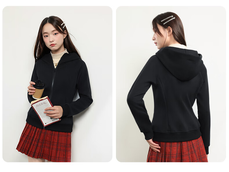 MJ STYLE Women's Casual Outfit, 2026 Autumn New Arrival, Slim-Fit Waist-Cinching Hoodie Jacket with Straight-Leg Pants, Two-Piece Set 10
