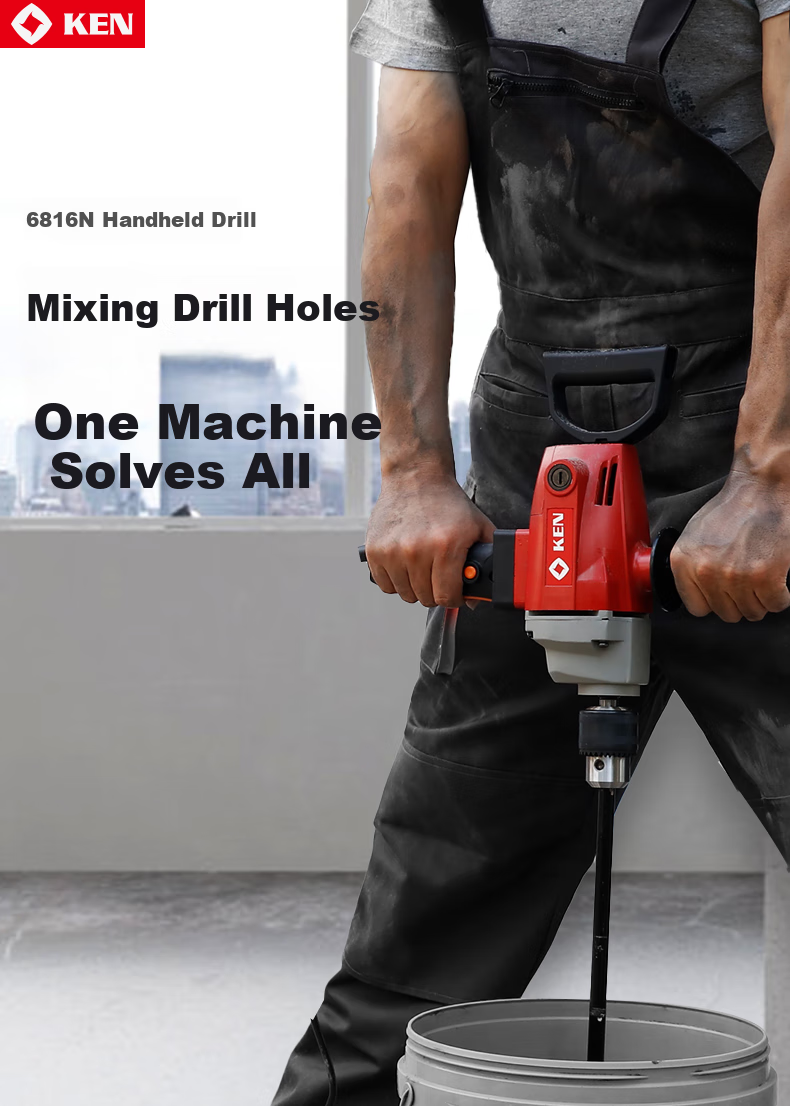 KEN Electric Drill 6816N, Air Drill 1200W, 16mm Chuck, Mixing Drill, Putty, Paint, Cement, Industrial-Grade Mortar Machine 1