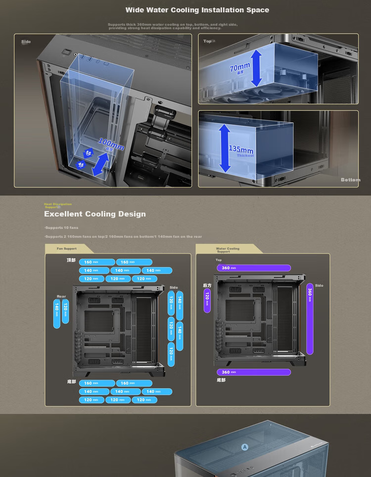 Antec C8 Curve Wood Case Computer Tower / Side-Transparent Panoramic Curved Glass / Wooden Appearance / EATX Gaming / Quick-Release Design / 40 Series Graphics Card 2