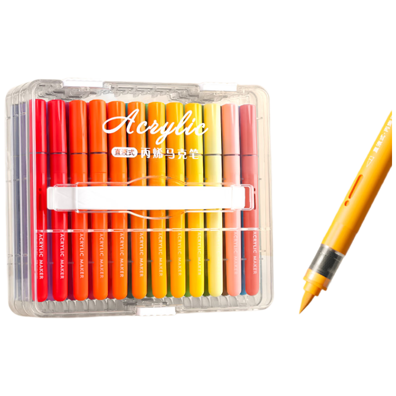 Yuji Direct Liquid Acrylic Markers, Soft Tip, 36 Colors Set, No Pressing Required, Washable, Non-Bleeding, Stackable Colors, Student Hand-Drawing Art Supplies, Painting Watercolor Pens, Drawing Tools, Aesthetic Educatio