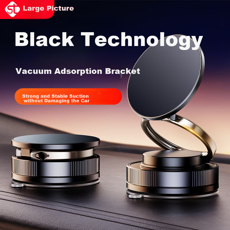 Shuotu Car Phone Holder Magnetic Mount Vacuum MagSafe Suction Cup 360° Rotatable Metal Folding Support Center Console Dedicated Navigation Mounting Bracket