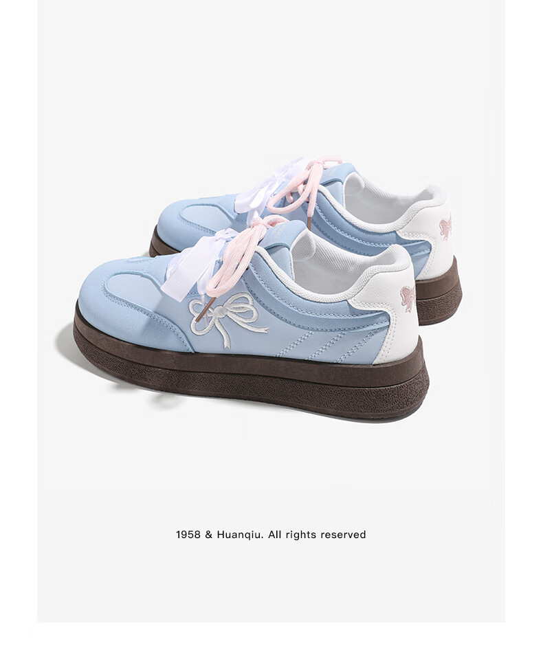 HUANQIU Butterfly Bow White Sneakers for Women, Spring 2026 New Style Versatile Puff Shoes Casual Skateboard Shoes Sports Shoes, Pink, Size 40 7