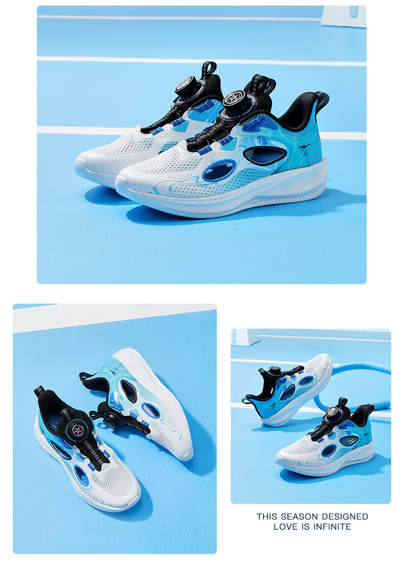 ERKE Children's Shoes, Boys' Sandals for Older Kids, Hollow Fashionable Closed-Toe Frame Shoes, Erke White/navy Blue, Size 36 20