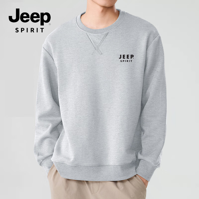 JEEP SPIRIT Men's Sweatshirt, Spring And Autumn Heavyweight Loose Round Neck Men's Jacket, Outdoor Casual Sports Trendy Top, Men's Clothing