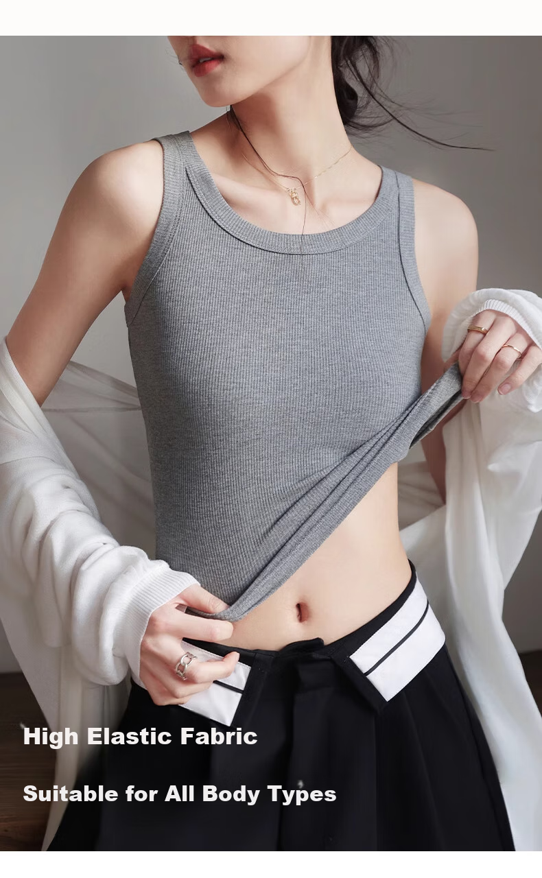 MiiOW Women's Camisole Tank Top, Cool Summer Modal Cotton, Conceals Side Boob, Inner Or Outer Wear, Round Neck, Slim Fit T-Shirt Undershirt Top 1
