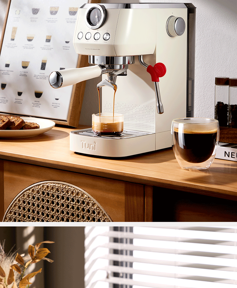 Tuni [Consult Customer Service for Surprises] E1 Compact Home Coffee Machine, Italian Espresso, Semi-Automatic Steam Milk Frother And Latte Art Maker, with Dual Heating System 5