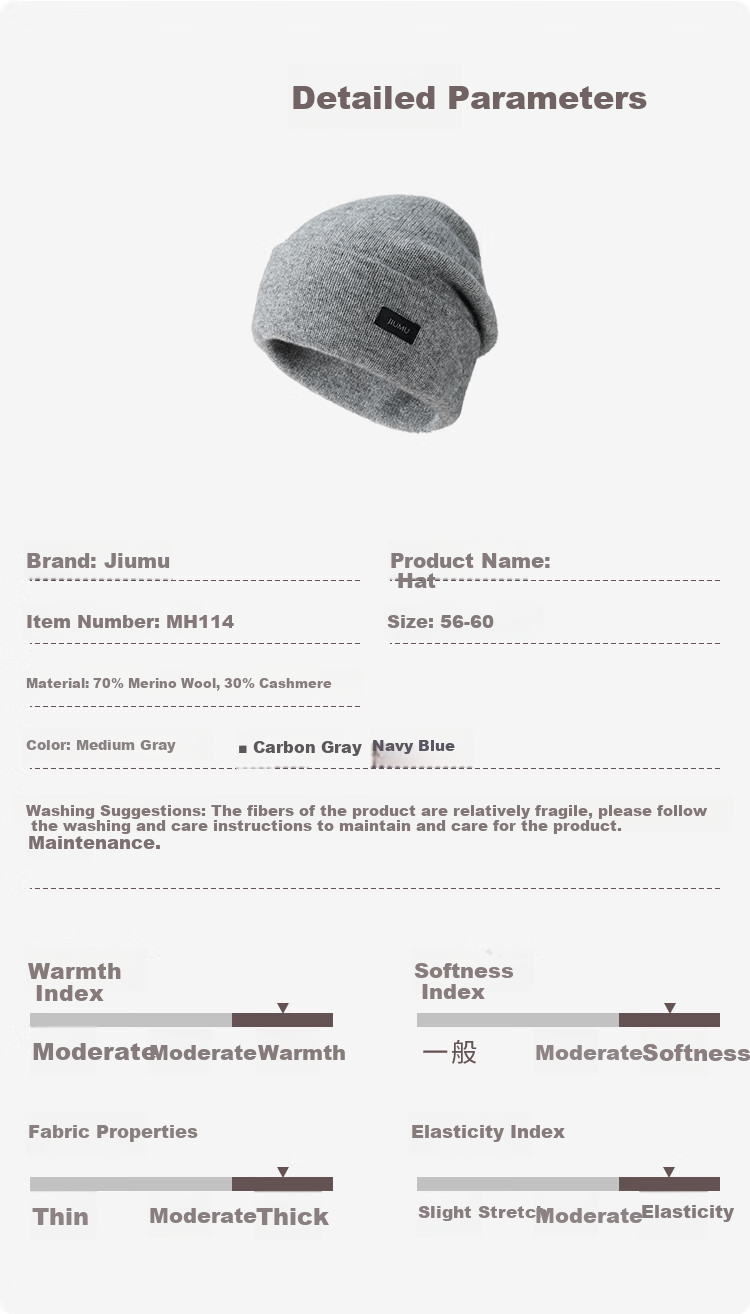 JIUMU Cashmere Warm Knit Hat, Autumn And Winter Woolen Knitted Hat, Cold Hat, Winter Hat, Outdoor Ear Protection Cold-Proof Hat for Men in Winter Seaso 4