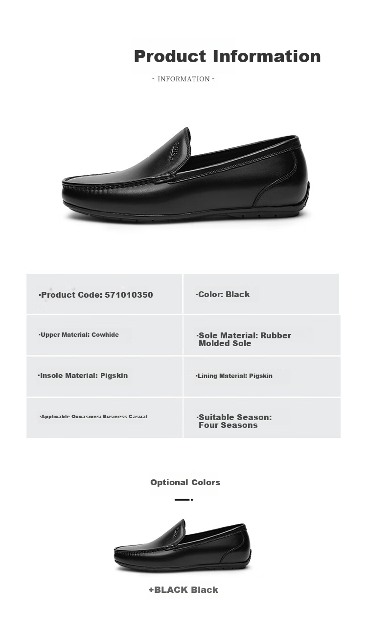 Goldlion Men's Slip-On Loafers, Comfortable Penny Loafers, Business Casual Leather Shoes, 57101035001A-Black Size 40 9