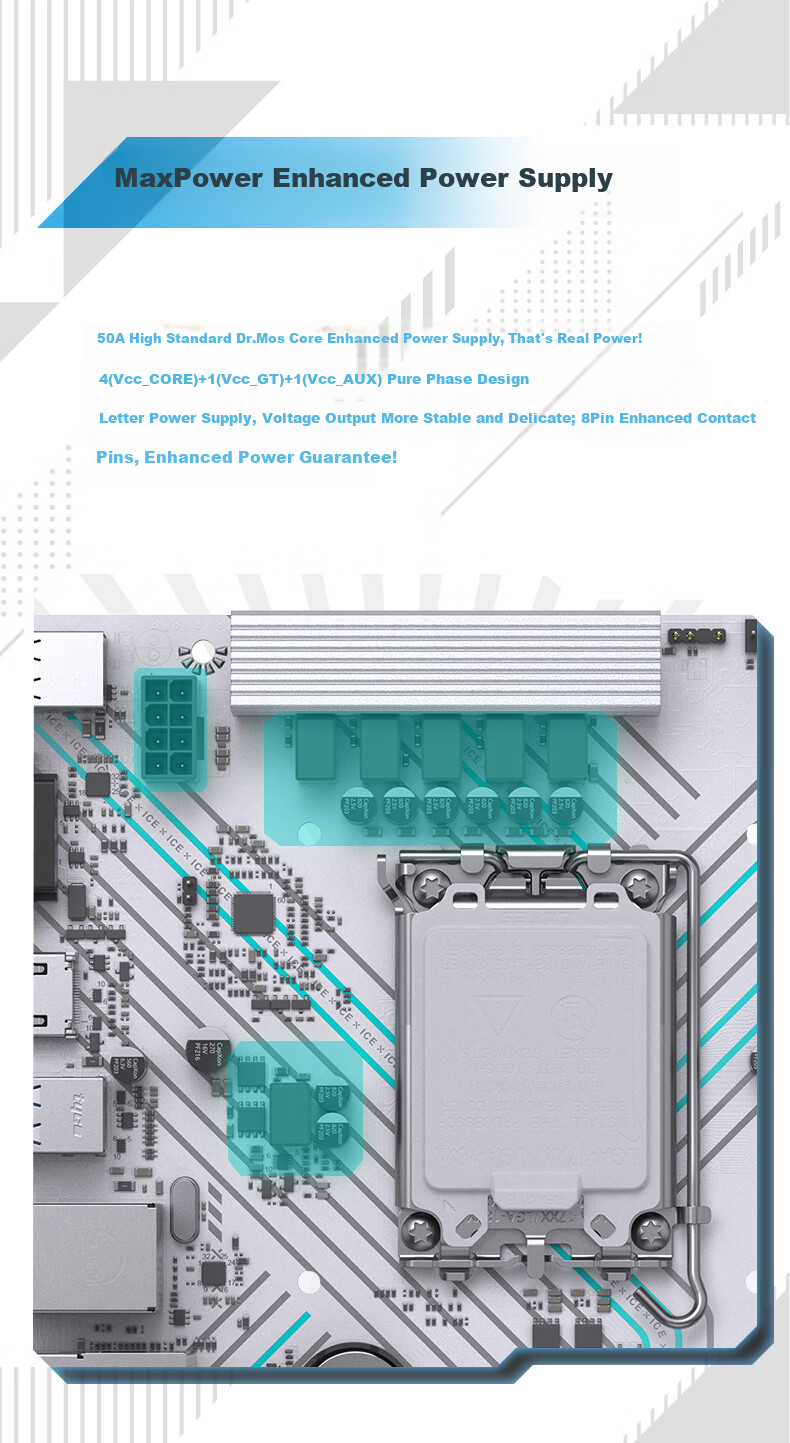 MAXSUN MS-B760M GAMING WIFI ICE Motherboard for Gaming, Supports DDR4 CPU 12490F/13490F (Intel B760/LGA 1700) 2