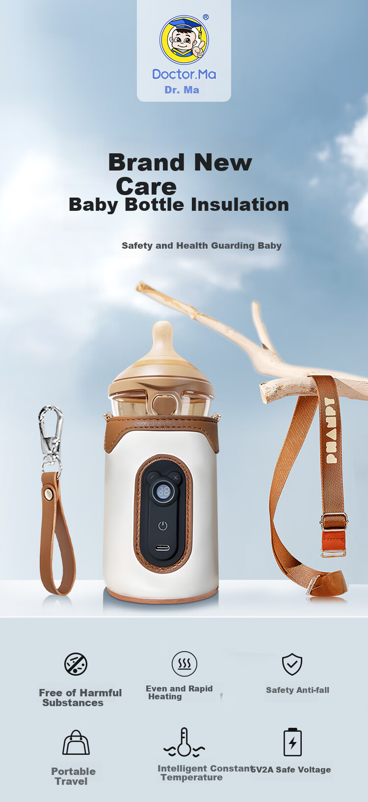 DOCTOR MA Bottle Warmer, Universal Milk Bottle Heating Device, Portable Electric Model, for Outdoor Use And Night Feeding, Bottle Warming Wonder 1