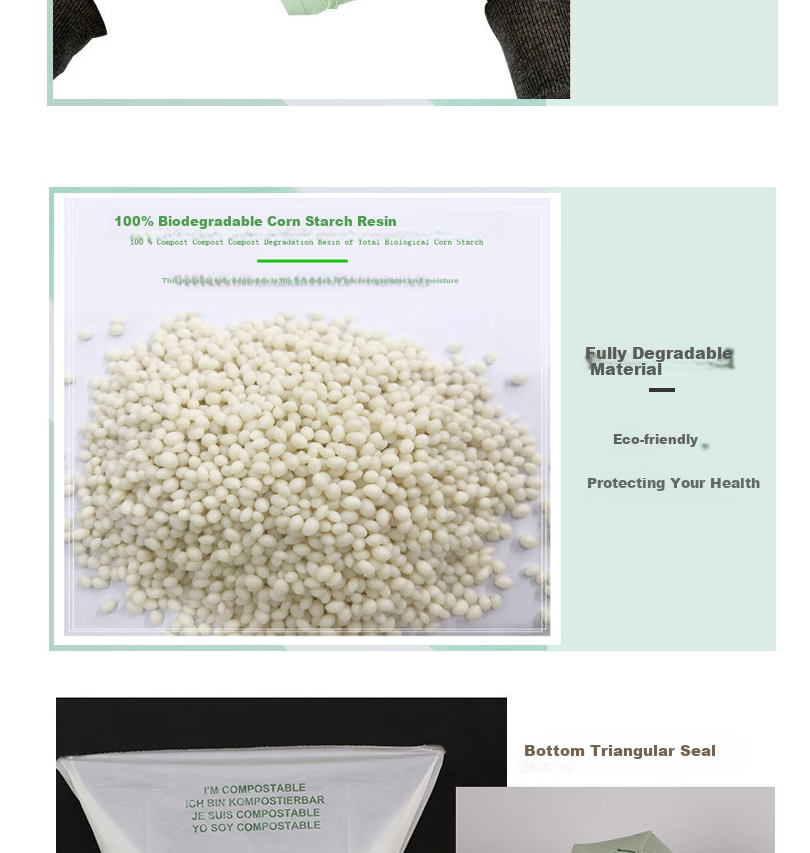 Haisidike Biodegradable Garbage Bags, Light Green, 8L (40*38cm), 50 Pieces, PLA Corn Starch Biodegradable Compostable Garbage Bags, Disposable Eco-Friendly Bags, HKZX-36 7