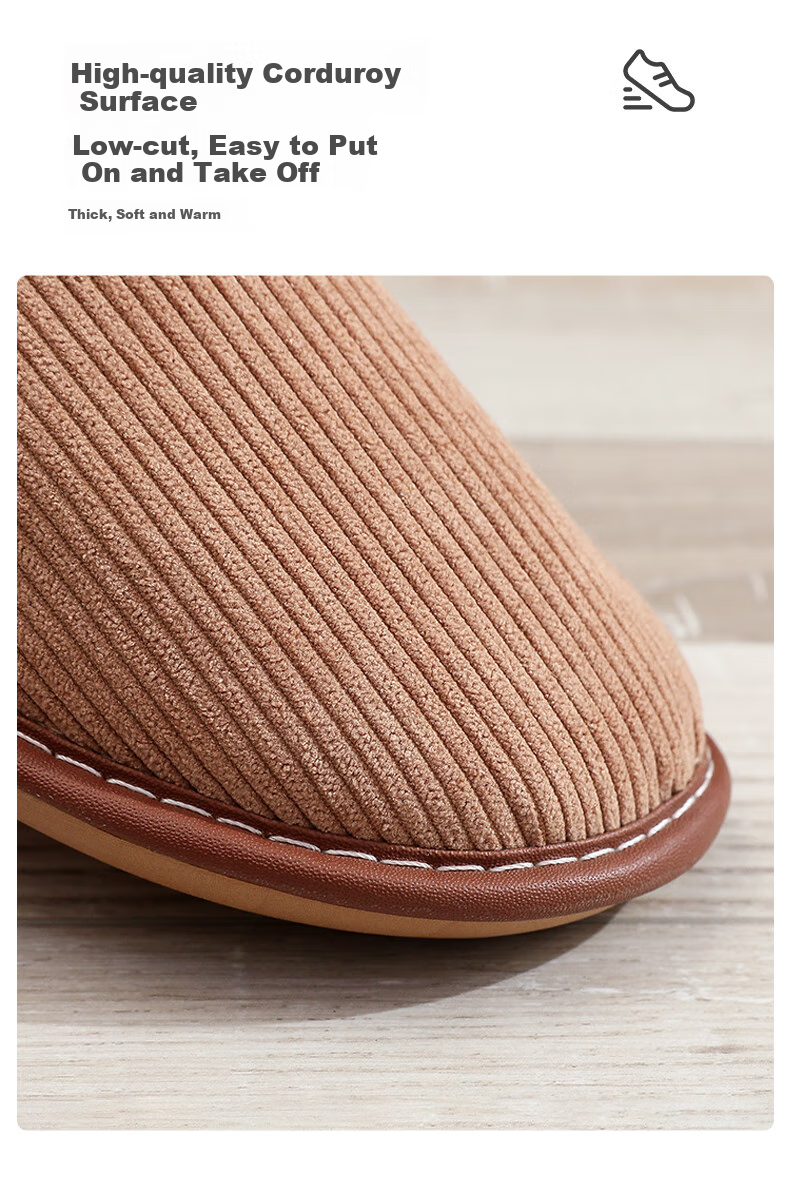 GUOLUOFEI Cotton Slippers for Men And Women, Indoor Home Non-Slip Soft Sole Fleece-Lined Warm Slippers, Wine Red, Size 34-35 4
