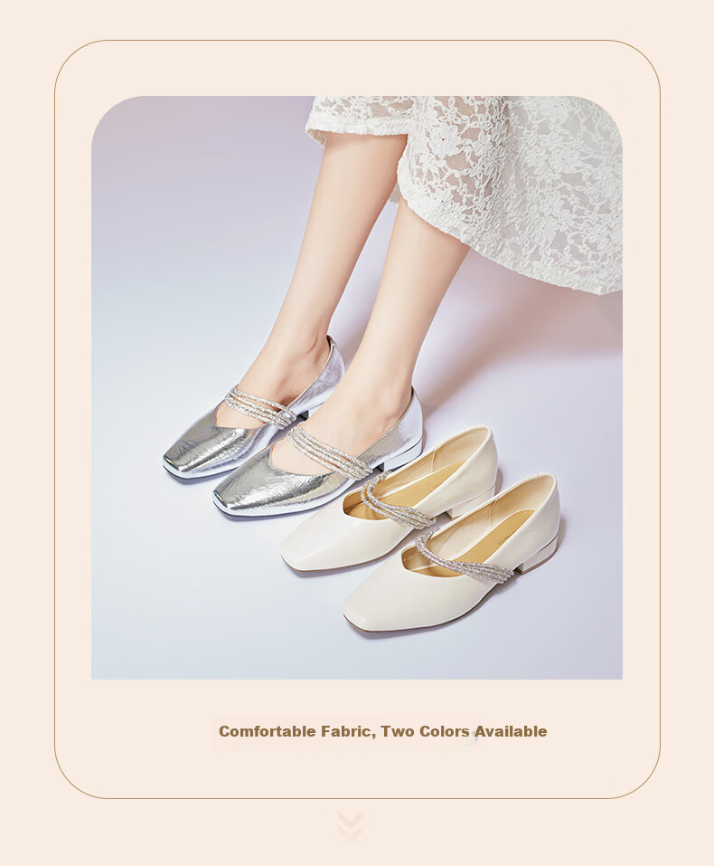 LAORENTOU Women's Single Shoes, Evening Wind Shoes, Mary Jane Heel, Elegant Rhinestone Chunky Heel, Fashionable Women's Shoes, LB15538, Beige, Size 35 1