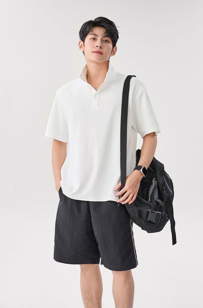 Baleno Polo Shirt for Men, Summer Simple Five-Quarter Sleeve T-Shirt, Breathable Versatile Student Collared Casual Shirt, Men's Short Sleeve 10