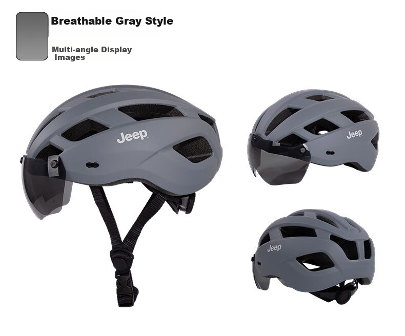 Jeep Integrated Bicycle Helmet with Goggles, One-Piece Molded Design, Unisex Breathable Mountain And Road Bike Safety Helmet 10