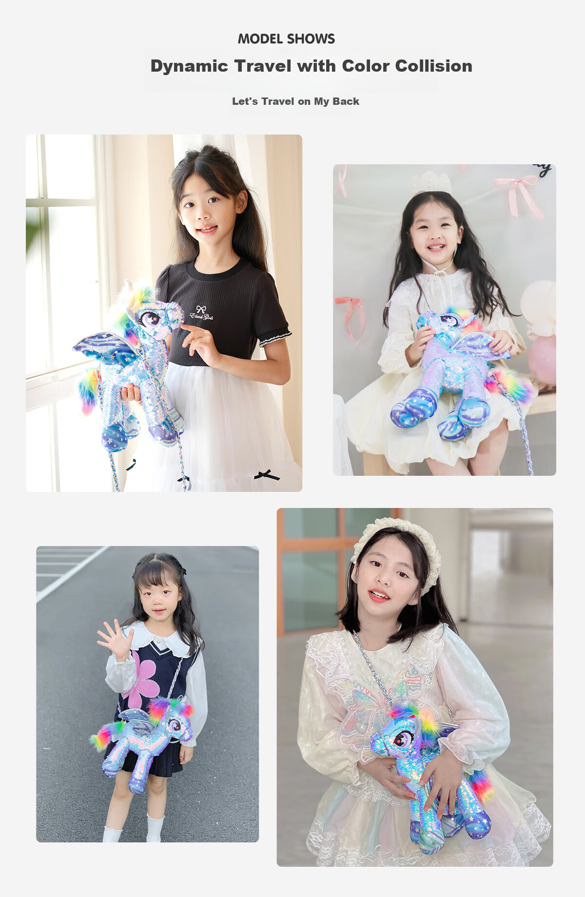 Liangpiandujiaoshou Crossbody Bag, Children's Horse Year Little Horse Doll, Aurora Blue, Cute Birthday Gift 6