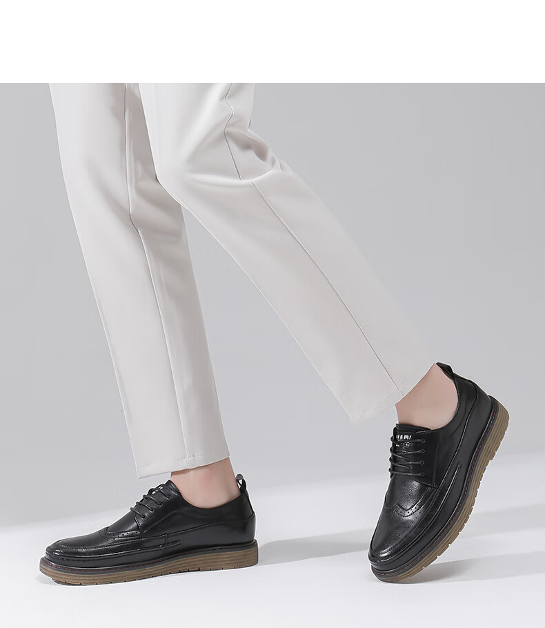 MARK FAIRWHALE Leather Shoes for Men, Spring Breathable British Retro Business Formal Shoes, New Style 2025, Black, Size 42 5