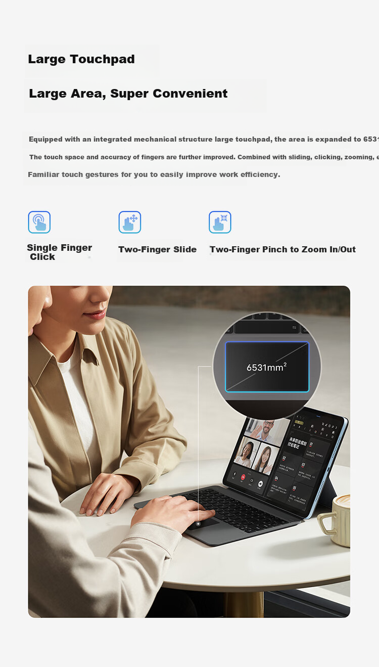 Vivo Pad2 Smart Touch Keyboard 2, New Moon Gray, Compatible with Vivo Pad2 Tablet 2