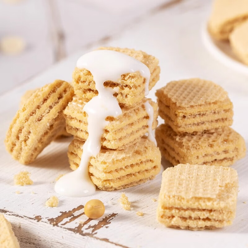 真丝豆乳威化饼干350g罐装万宝路零食儿童夹心饼干办公司下午茶糕点