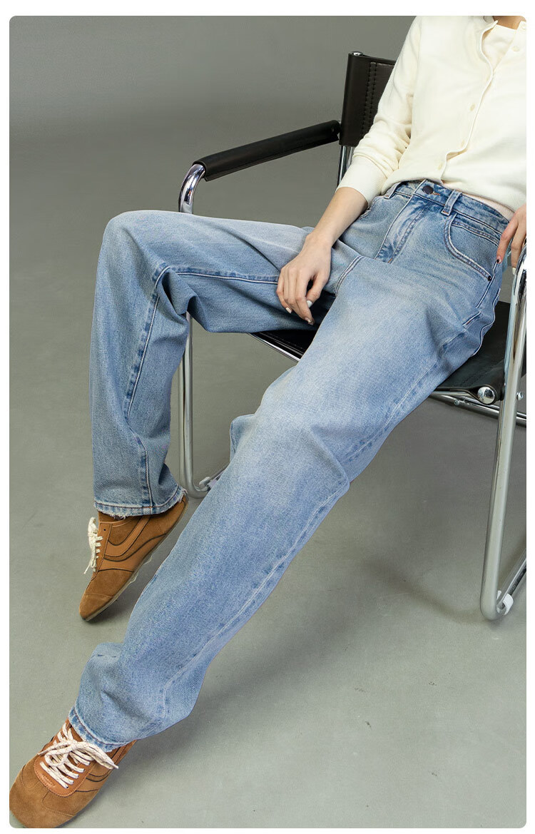 Dme [Jinjiang Luobo Pants] Spring 2025 New Vintage Gradient Washed Blue High-Waisted Slimming Harem Pants for Wome 6