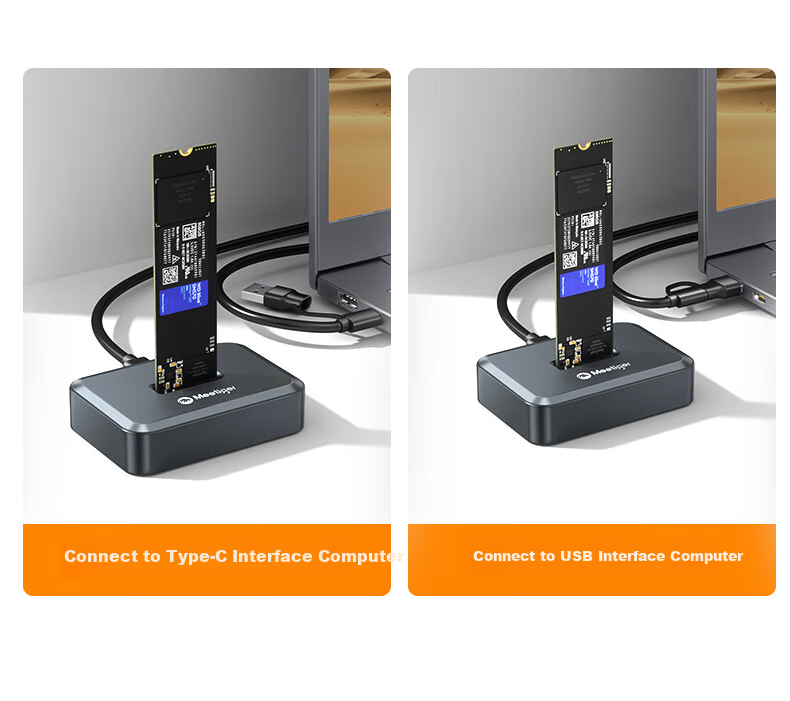Mihu M.2 SSD Enclosure Base, M2 External Hard Drive Enclosure, NVMe Protocol M2 to USB/Type-C External Box Q1N 22