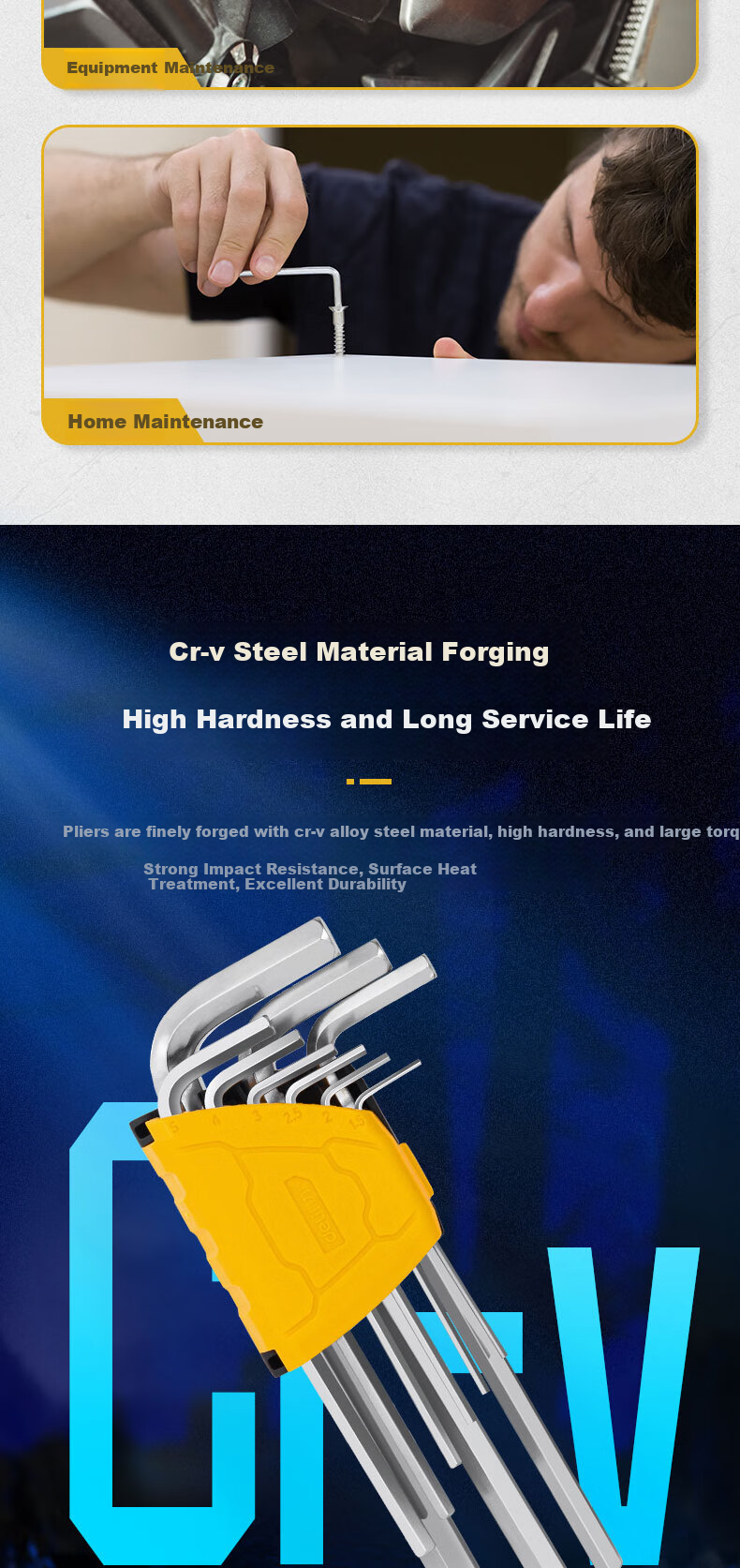 Deli Hexagonal Wrench Set, Six-Sided Hexagonal Wrench Combination, 8-Piece Set, DL3590 3