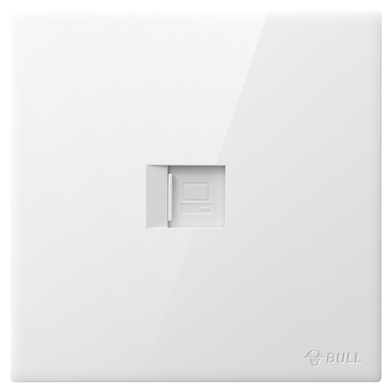 BULL G60 Series Single Port Cat6 Computer Socket 86-Type Ultra-Thin Panel G60T102 Glossy White