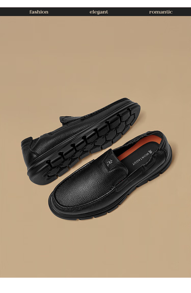 MONTAGUT Men's Shoes, 2026 Spring New Sheepskin Slip-On Casual High-End Leather Shoes for Men, Soft-Soled Comfortable Slip-On Footwear for Me 6