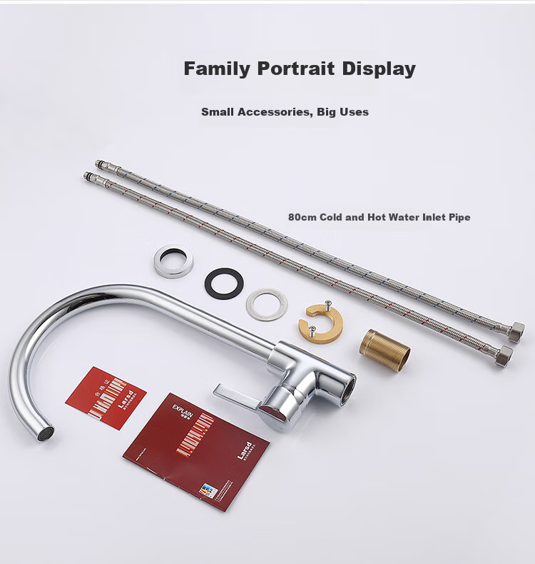 Larsd Kitchen Faucet, Hot And Cold Vegetable Washing Sink Faucet, Copper Body Sink Faucet for Dishwashing Basin, with 80CM Pipe, LD8205 6