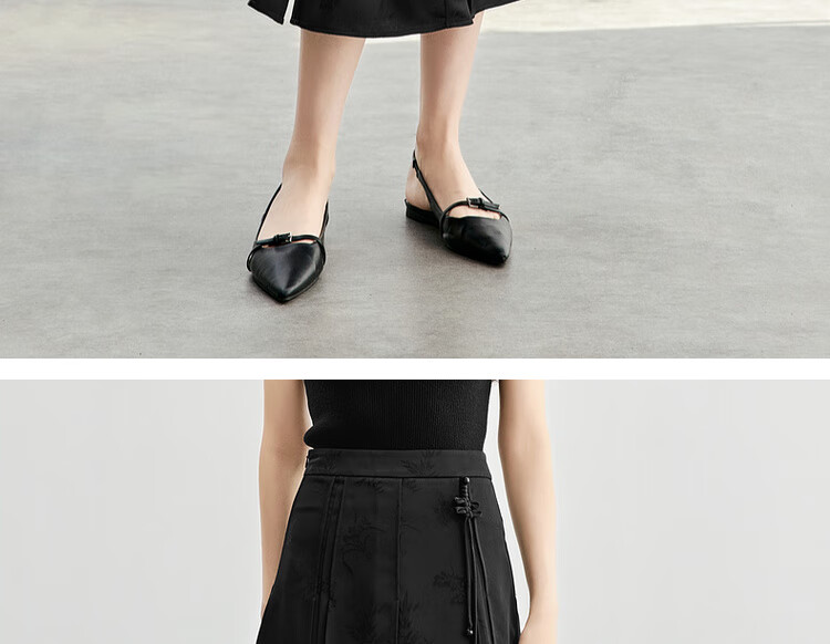Sentubila New Chinese Style A-Line Skirt for Women, Spring And Autumn Slimming Modified Horse-Face Skirt, Black Mid-Length Skirt, Black, Size M 12