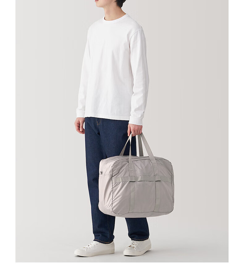 MUJI Water-Resistant Foldable Large Capacity Handbag, Deep Beige Vertical Style, Large Size 4