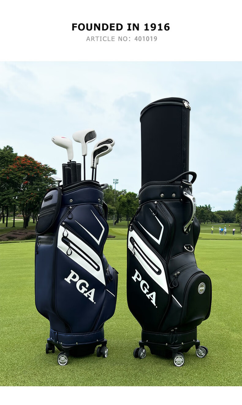 PGA Golf Bag for Men, Omnidirectional Four-Wheel Push-Pull Retractable Carry-On Golf Bag, Fully Waterproof And Multifunctional, Navy Blue 5