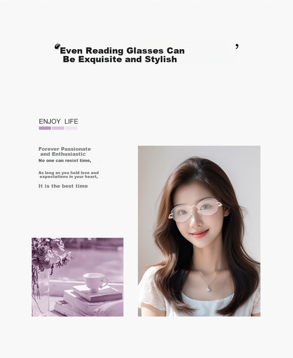 BORSIYZOL Reading Glasses for Women, Sold by JD, High-Definition Imported Anti-Blue Light Genuine Reading Glasses 8018, Purple, 150 Degrees 4