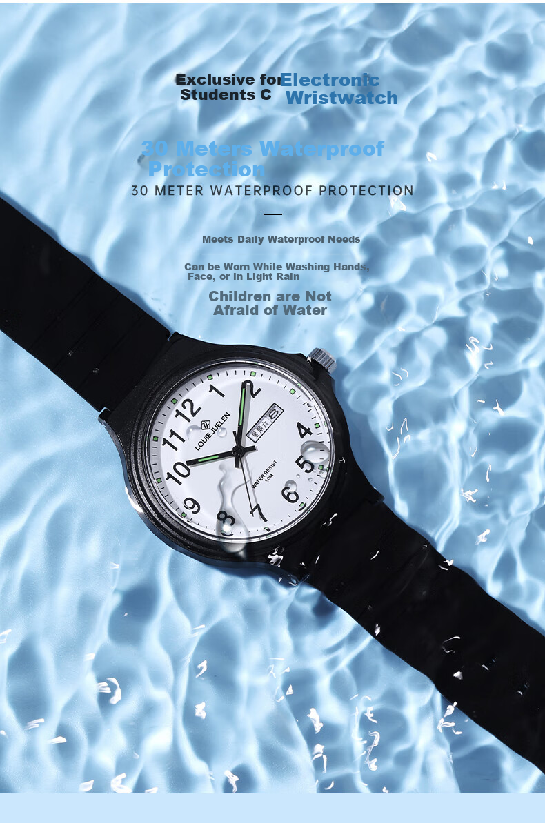 LOUIE JUELEN Student Exam Watch for Middle And High School Students, Quiet Mechanical Waterproof Quartz Watch for Teenage Girls And Boys 6