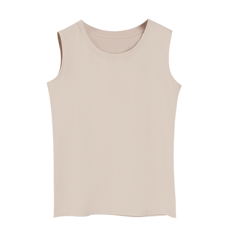 Hongdou Women's Cotton-Spandex Stretch Breathable Simple Commuter Versatile Wearable Round Neck Vest
