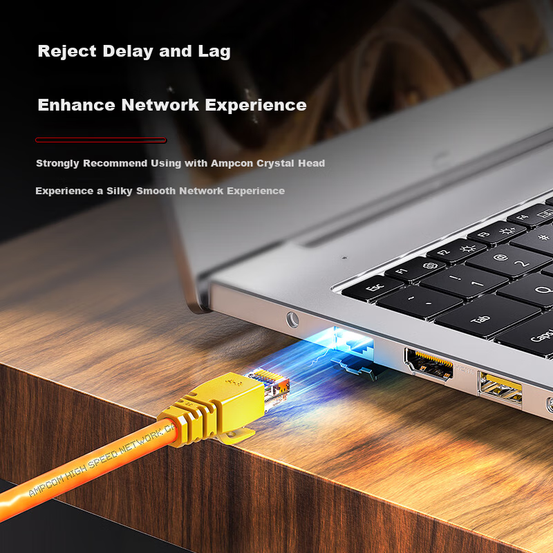 AMPCOM CAT6 Gigabit Ethernet Cable, 100 Meters, 8-Core 0.58 Pure Copper Unshielded Twisted Pair, POE Surveillance Home Installation Broadband Network Cable Box AMC657100