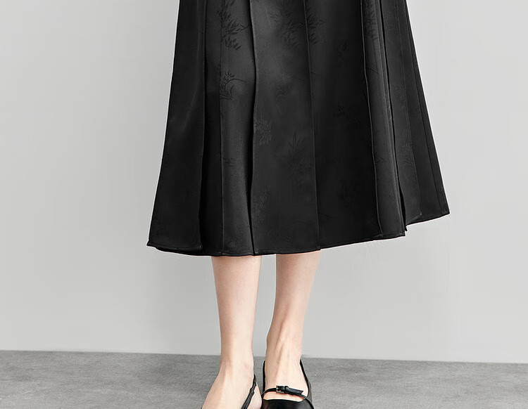 Sentubila New Chinese Style A-Line Skirt for Women, Spring And Autumn Slimming Modified Horse-Face Skirt, Black Mid-Length Skirt, Black, Size M 1