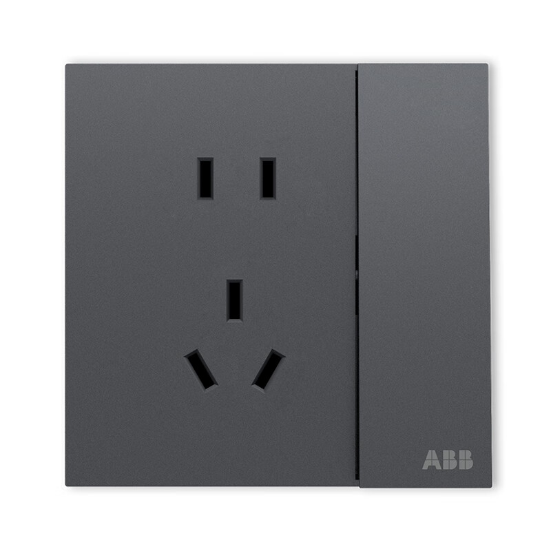ABB Switch Socket Panel, Yingzhi Series Gray 86-Type 10A Five-Hole with Double Control Switch Socket CA211N-MG