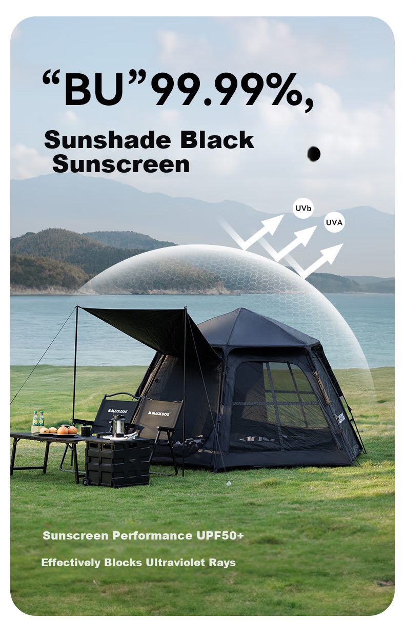 Black Dog Quick-Open Automatic 2-in-1 Tent and Canopy Overnight Cabin Tent Khaki 4