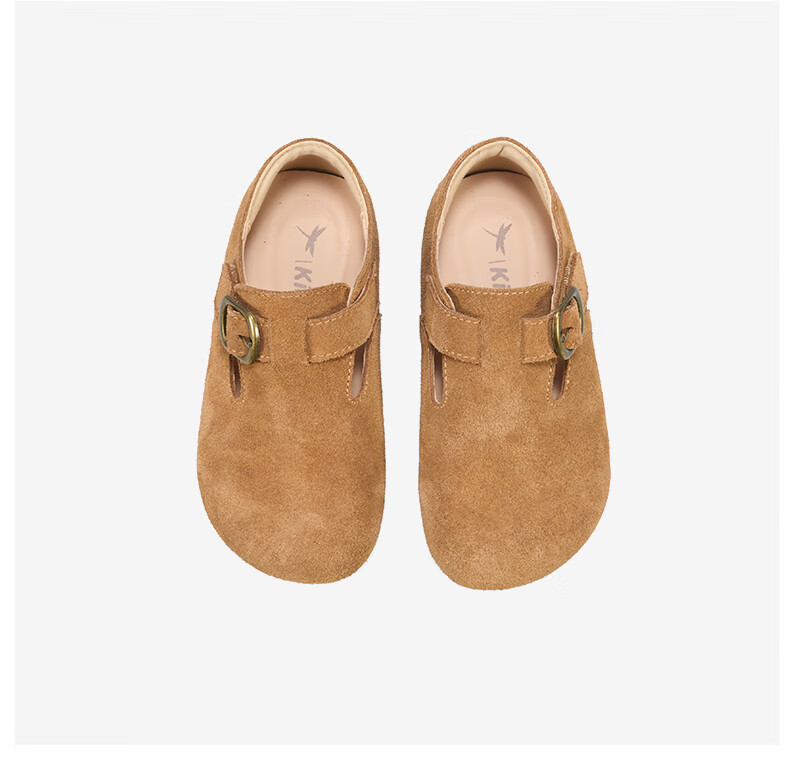 RED DRAGONFLY Children's Autumn Shoes, Boys And Girls Flats, Soft-Soled Birkenstock-Style Shoes, Small Leather Shoes, Q51BPPF406, Khaki Color, Size 32 12