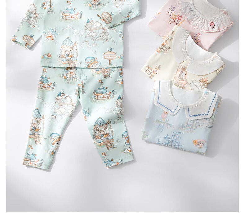 Beitaisi Children's Home Wear Set, Spring And Autumn Stylish New Design, Baby Pajamas, Pure Cotton Clothes, Class A Seamless, for Boys And Girls 6