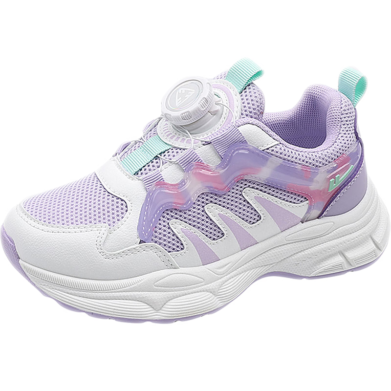 Warrior Children's Running Shoes with Rotary Buckle, Dad Shoes for Older Kids, Casual Shoes WZ(CL)-1105 Purple And White Size 36