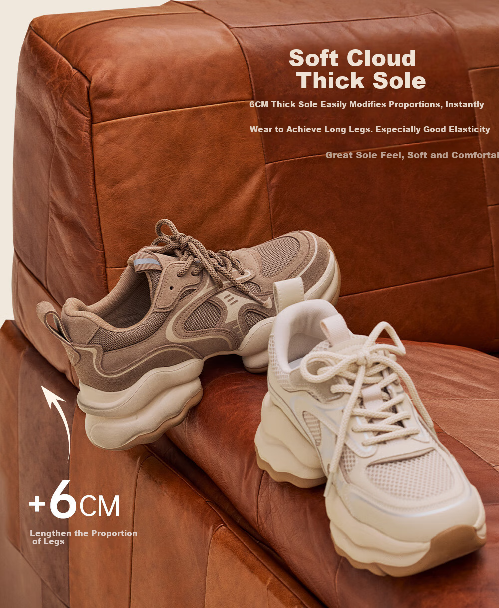 73Hours Celebrity-Inspired Women's Shoes, Yeyi Milk Jelly New Thick-Soled Heightening Sports Casual Dad Shoes for Wome 5
